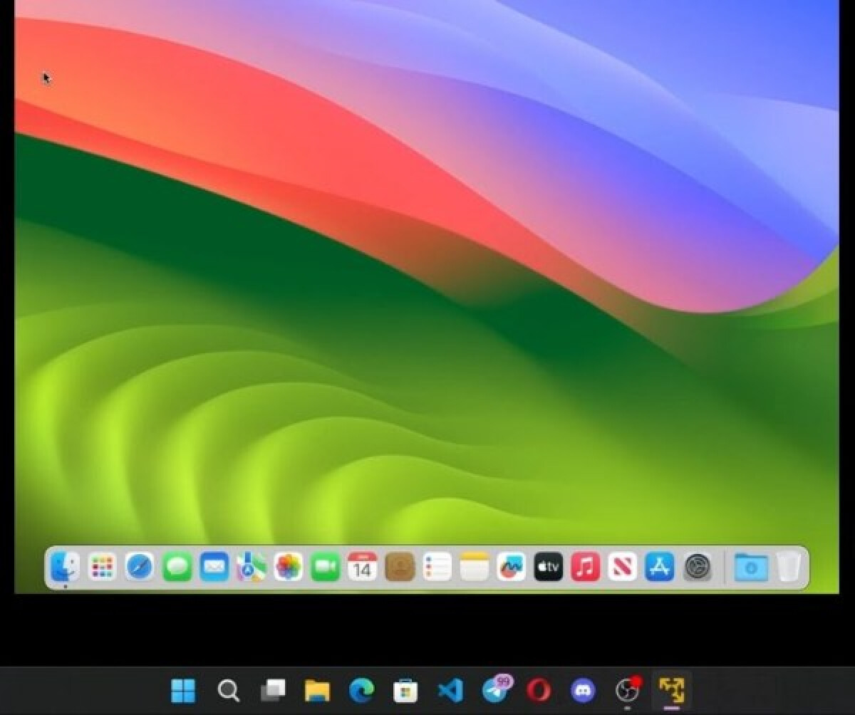 Schermafbeelding van een VMware venster op ene Windows systeem waar macOS Sonoma 14 in draait